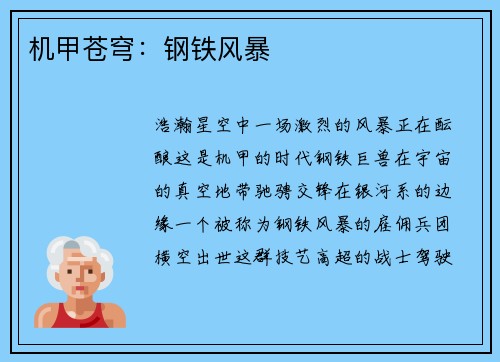 机甲苍穹：钢铁风暴